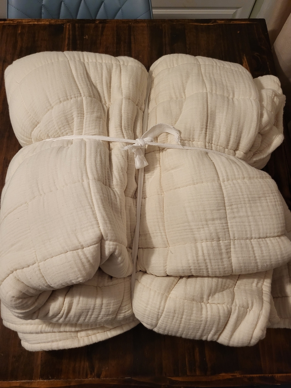 NEW Quince Organic Cotton Gauze Box Quilt Full/Queen Color Dune - Picture 4 of 7